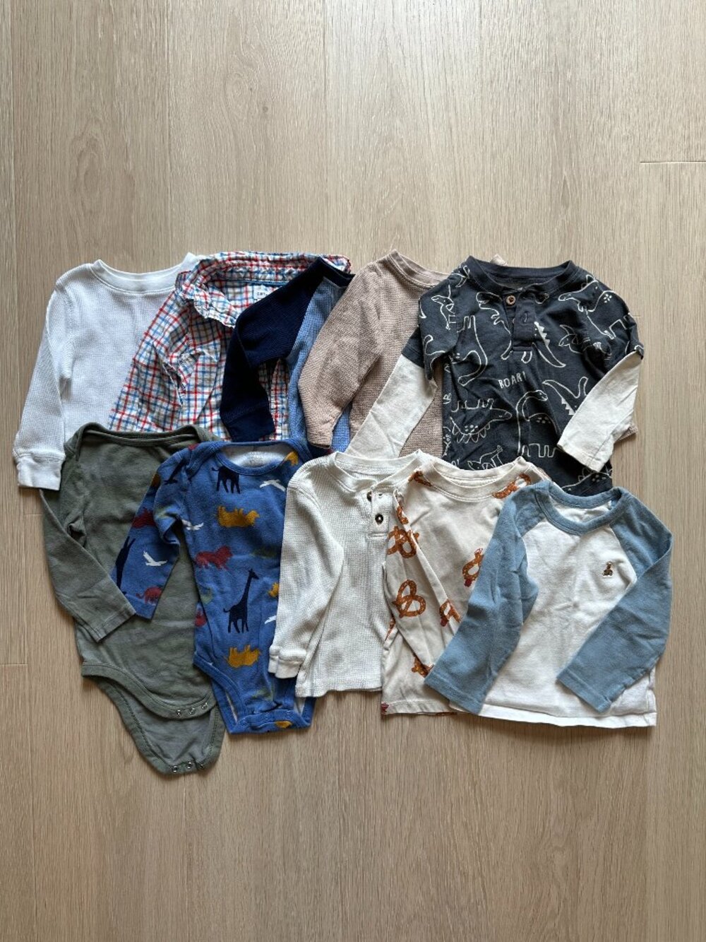 10 Piece Set of Baby Boy Long Sleeve Shirts 18M